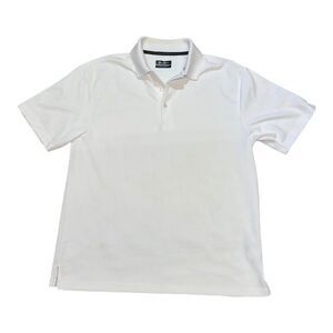 Ben Hogan Performance Polo Shirt White Gray Striped Golf Sport Casual Size L SEE